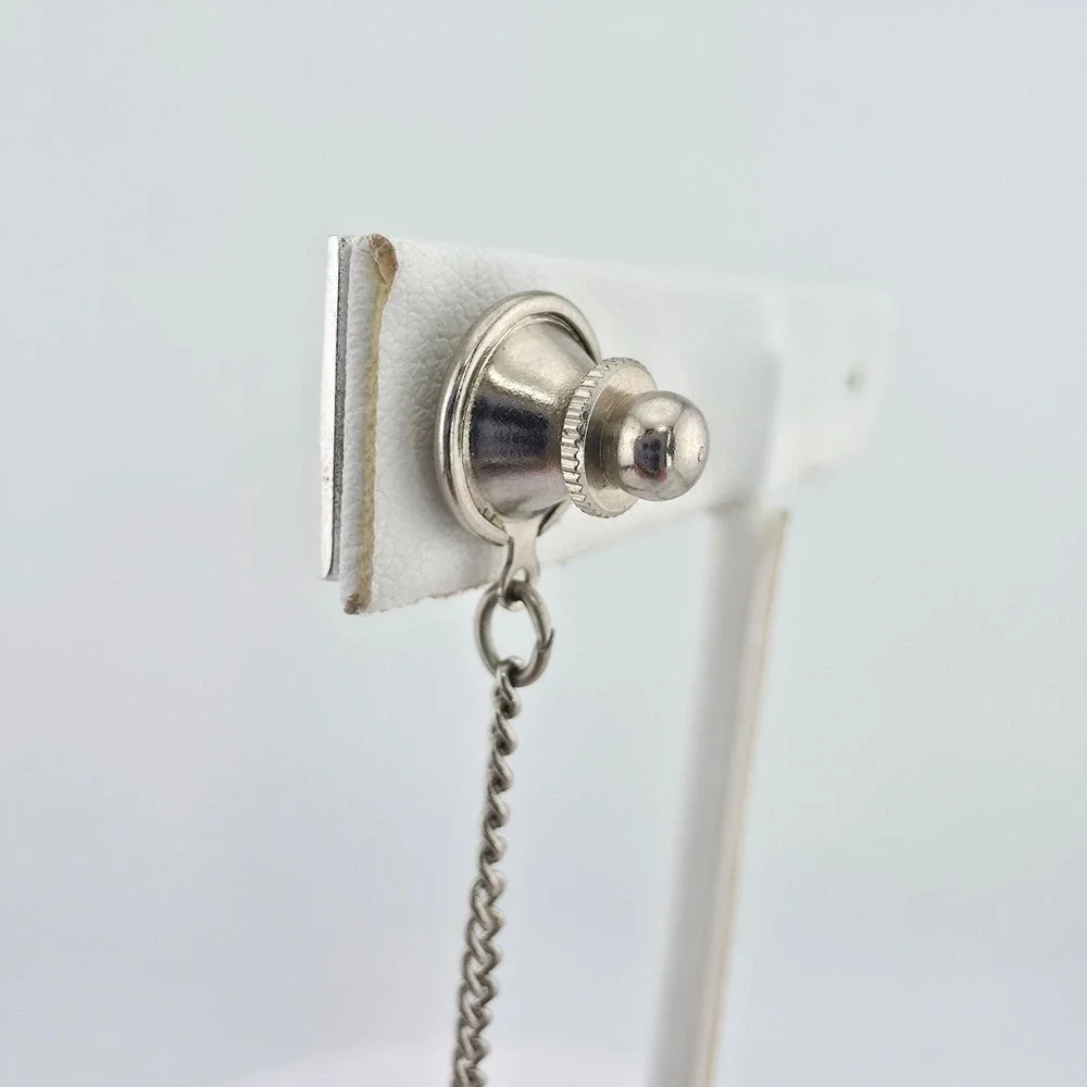 Vintage Tie Tack Clip Clasp Textured Square Silver Tone .5